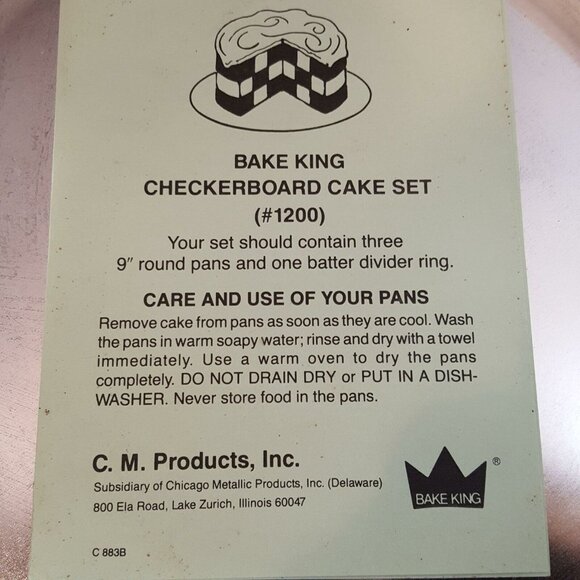 Vintage Checkerboard Cake Pan Bake King Classic 3 Pans Divider Metallic Baking - Picture 4 of 6
